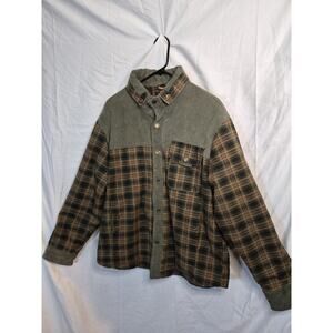 Chouyatou Winter Fuzzy Sherpa Lined Corduroy Flannel Shirt Jacket Mens Size L